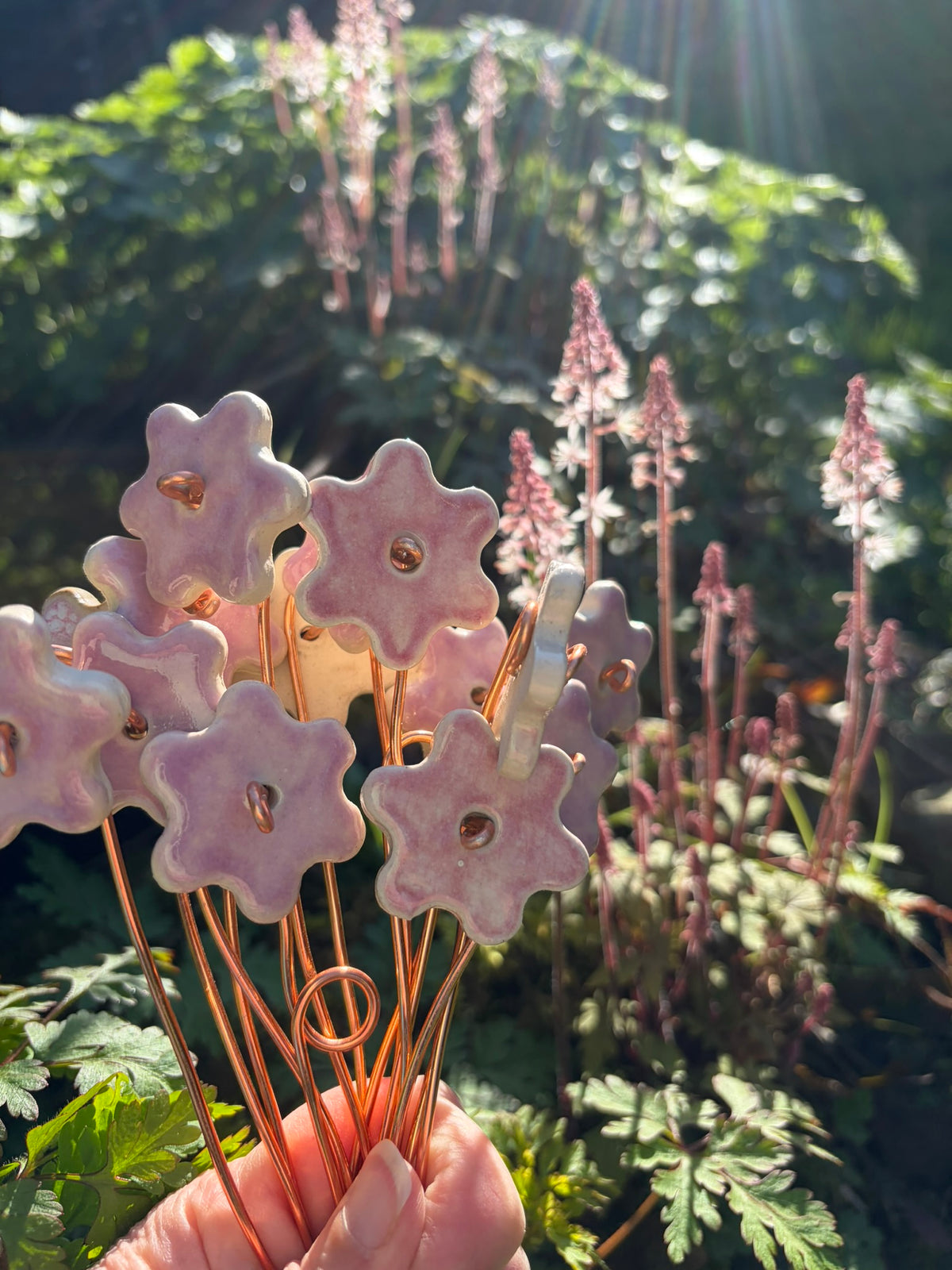 Pink ceramic flowers