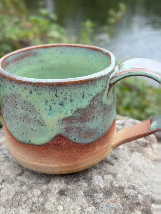 Scalloped turquoise mug